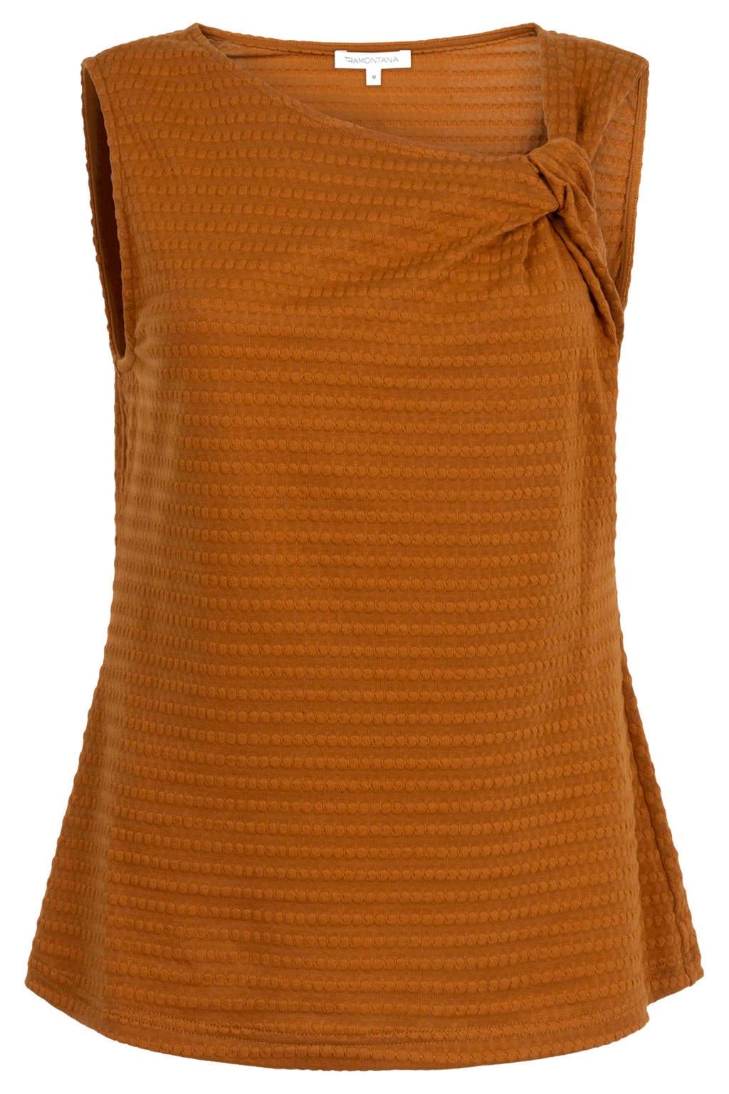 Donker oranje dames Tramontana asymmetrische top van polyester met effen en V-hals