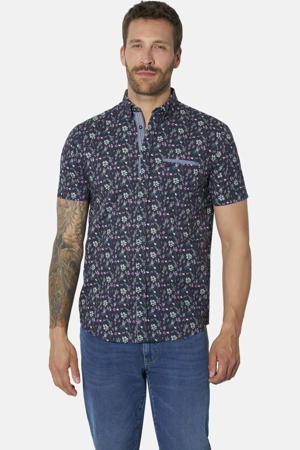 regular fit gebloemd overhemd Plus Size - donkerblauw
