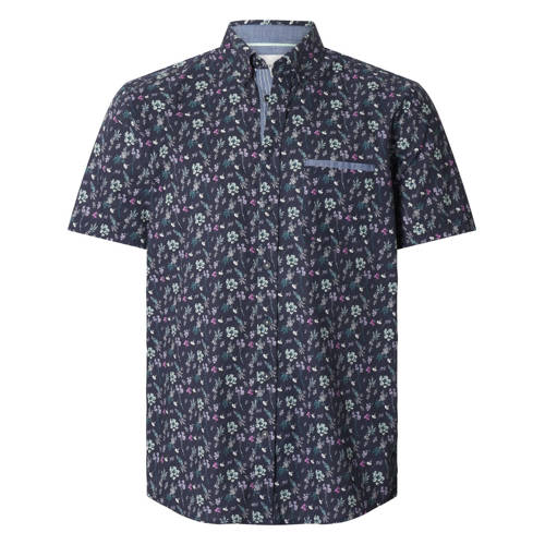 Babista regular gebloemde casual overhemd donkerblauw afbeelding