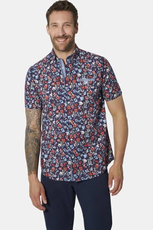 regular fit gebloemd overhemd Plus Size - donkerblauw