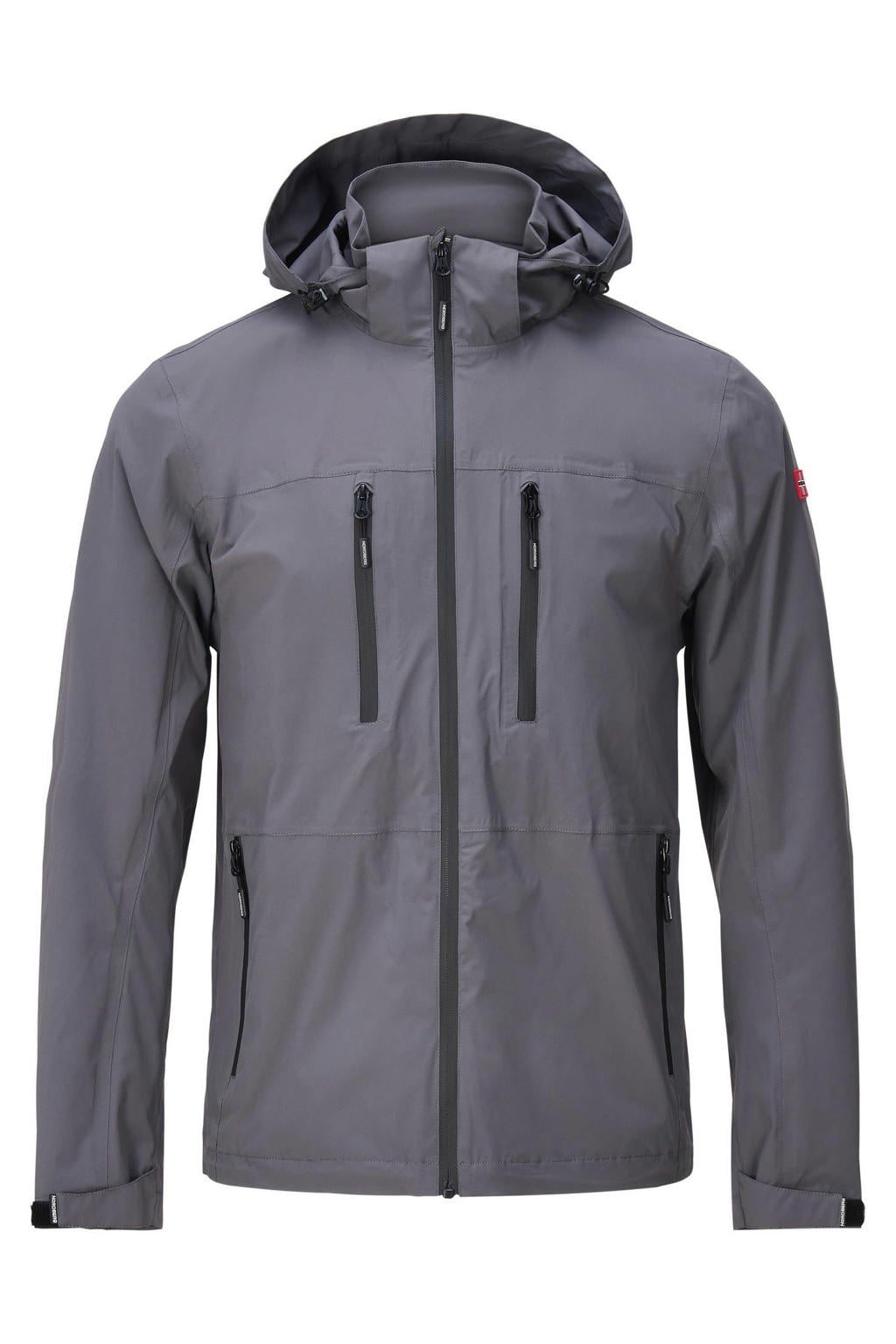 Grijze heren Nordberg Dan softshell jas met lange mouwen, capuchon en ritssluiting