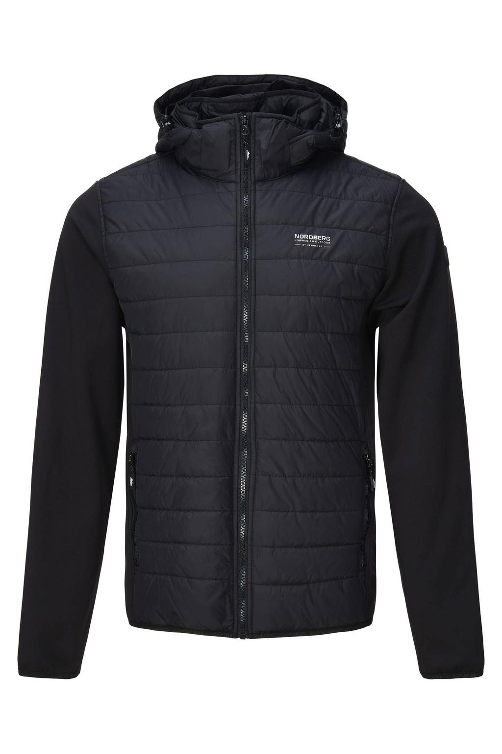 Zwarte heren Nordberg jas HAAKON van softshell materiaal met lange mouwen, capuchon en ritssluiting