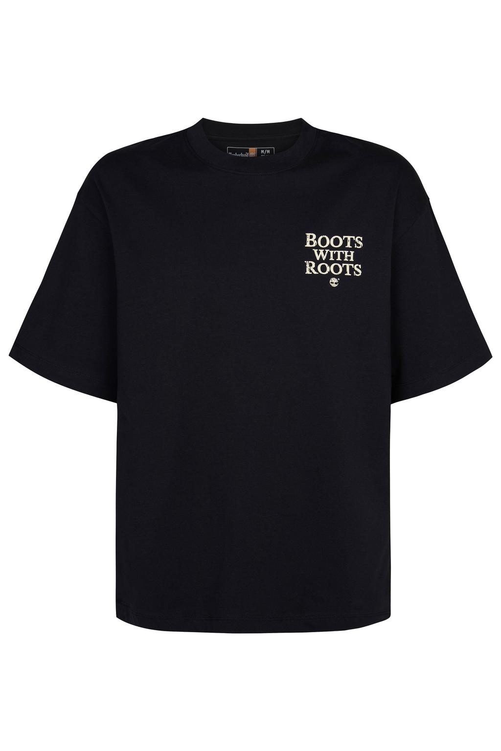 Zwarte heren Timberland regular T-shirt van katoen met backprint, korte mouwen en ronde hals