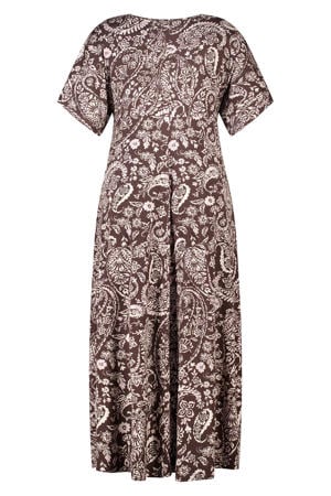 midi jurk met paisley print bruin