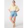 MS Mode wide leg regular waist casual short light blue denim