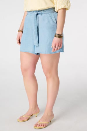 wide leg regular waist casual short light blue denim