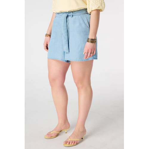 MS Mode wide leg regular waist casual short light blue denim afbeelding