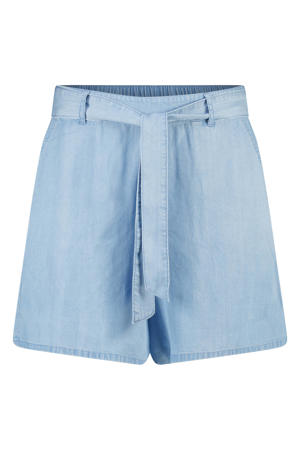 wide leg regular waist casual short light blue denim