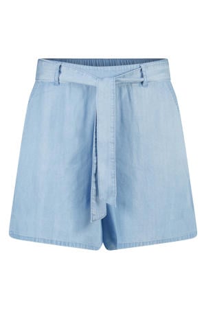 wide leg regular waist casual short light blue denim
