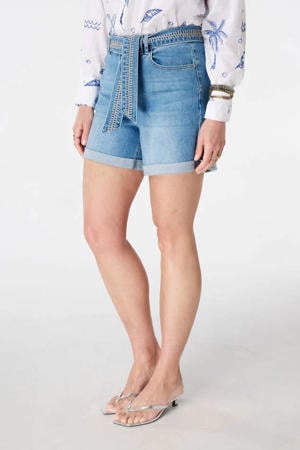 regular waist short medium blue denim