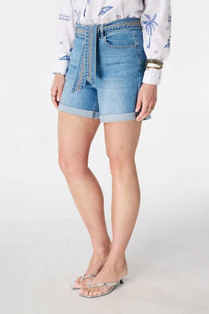 regular waist short medium blue denim