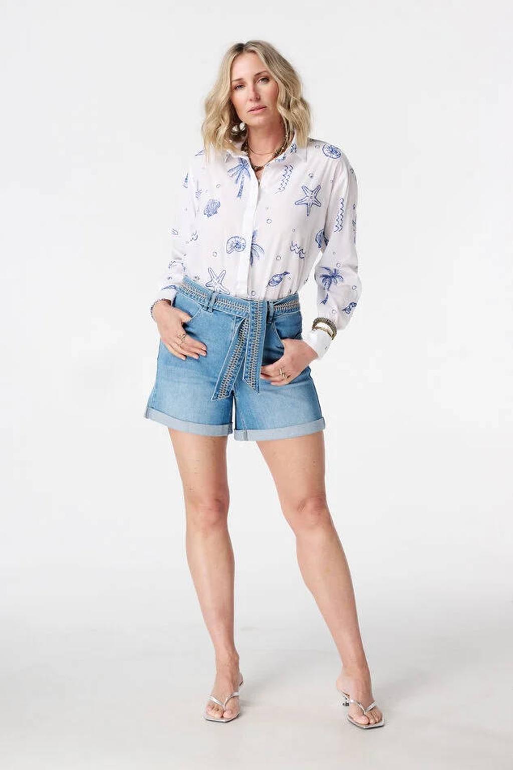 MS Mode regular waist short medium blue denim