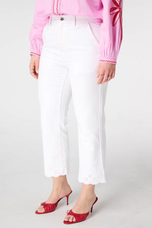 slim fit jeans broderie wit