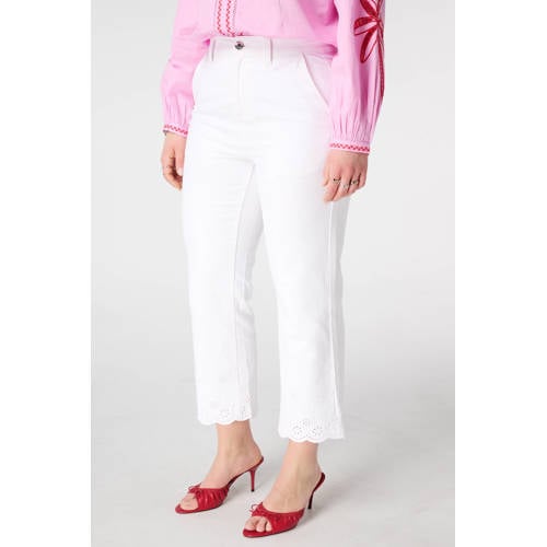 MS Mode slim fit jeans broderie wit afbeelding