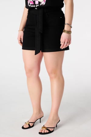 denim regular waist short zwart