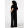 MS Mode wide leg high waist broek met linnen zwart