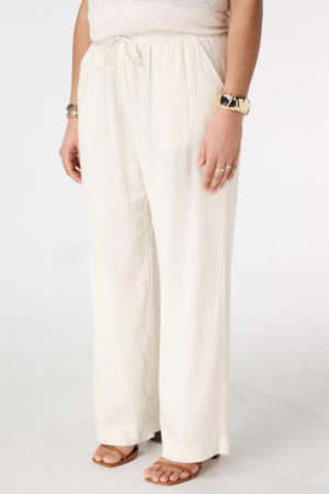 wide leg high waist broek met linnen