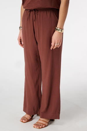 wide leg high waist broek met linnen