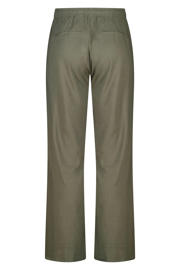thumbnail: MS Mode wide leg high waist broek met linnen kaki
