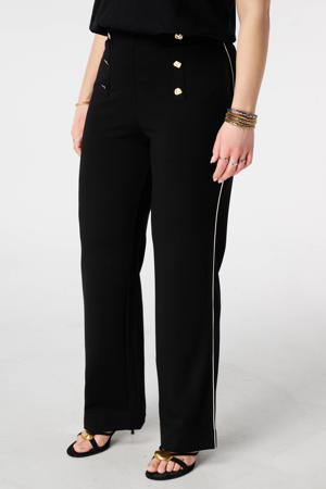 wide leg regular waist broek zwart