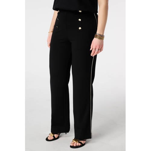 MS Mode wide leg regular waist broek zwart afbeelding