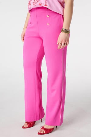 wide leg regular waist broek fuchsia