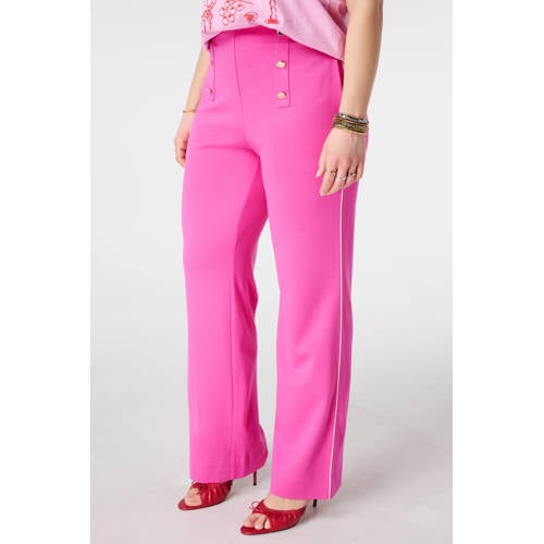 MS Mode wide leg regular waist broek fuchsia afbeelding
