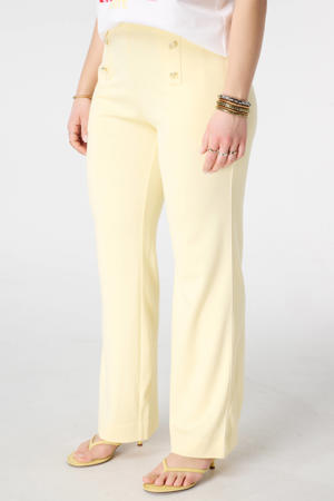 wide leg regular waist broek geel