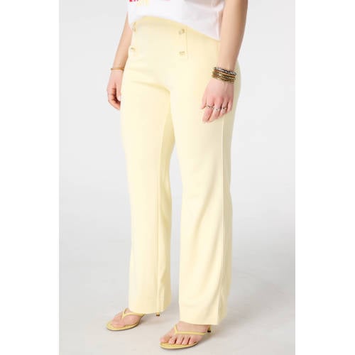 MS Mode wide leg regular waist broek geel afbeelding
