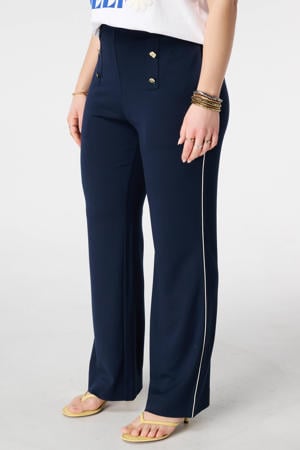 wide leg regular waist broek donkerblauw