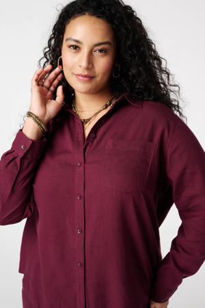 blouse met linnen donkerrood