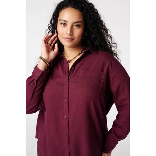 MS Mode blouse met linnen donkerrood afbeelding