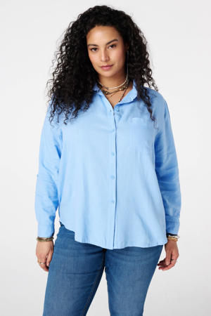 blouse met linnen lichtblauw