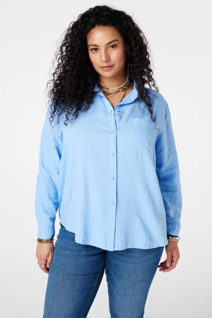 blouse met linnen lichtblauw