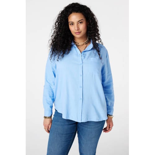 MS Mode blouse met linnen lichtblauw afbeelding