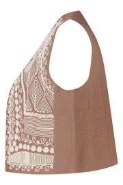 thumbnail: MS Mode gilet broderie taupe