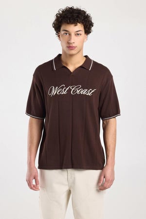 relaxed polo gebreid donkerrood