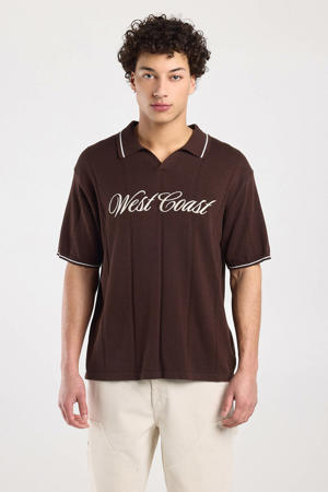 relaxed polo gebreid donkerrood