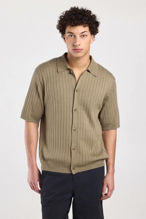 relaxed casual overhemd gebreid lichtbruin