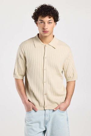 relaxed casual overhemd gebreid beige