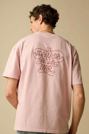 regular T-shirt met backprint roze