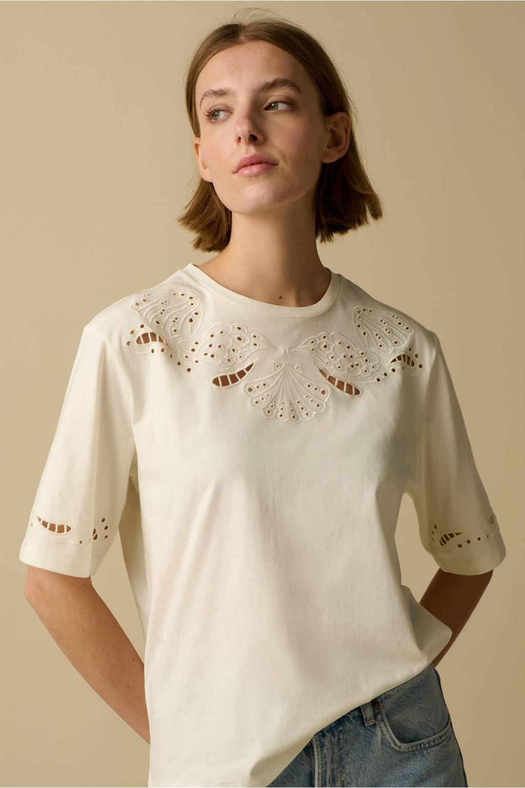 Sissy-Boy T-shirt ecru broderie