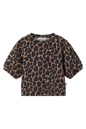 blousetop met panterprint bruin