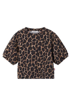 blousetop met panterprint bruin