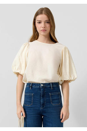 top met textuur ecru