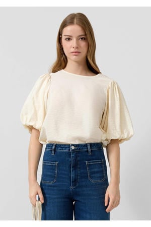 top met textuur ecru