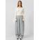 QS barrel regular waist pantalon met krijtstreep grijs