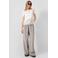 QS wide leg regular waist casual broek met linnen grijs