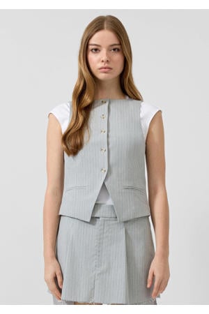 gilet met krijtstreep grijs
