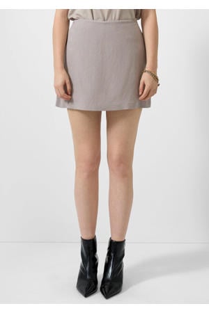 linnen mini rok grijs